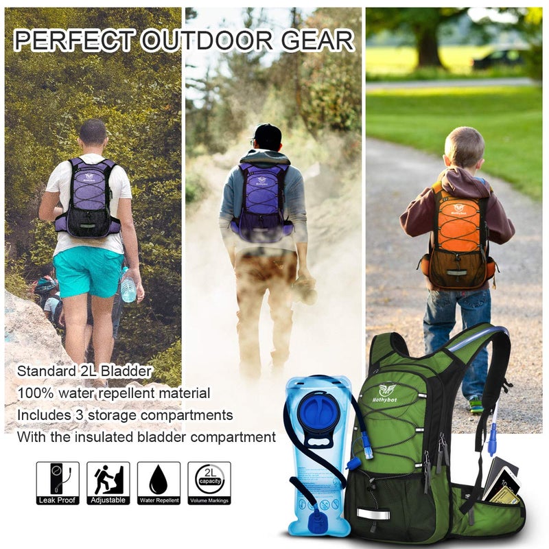 Mothybot Hydration Pack, Insulated Hydration Backpack with 2L BPA Free Water Bladder and Storage, Hiking Backpack for Men, Women, Kids for Running, Cycling, Camping - Keep Liquid Cool up to 5 Hours - Image 5